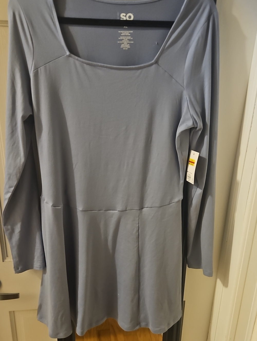 SO Long Sleeve Scoop Neck Dress in Dusty Blue